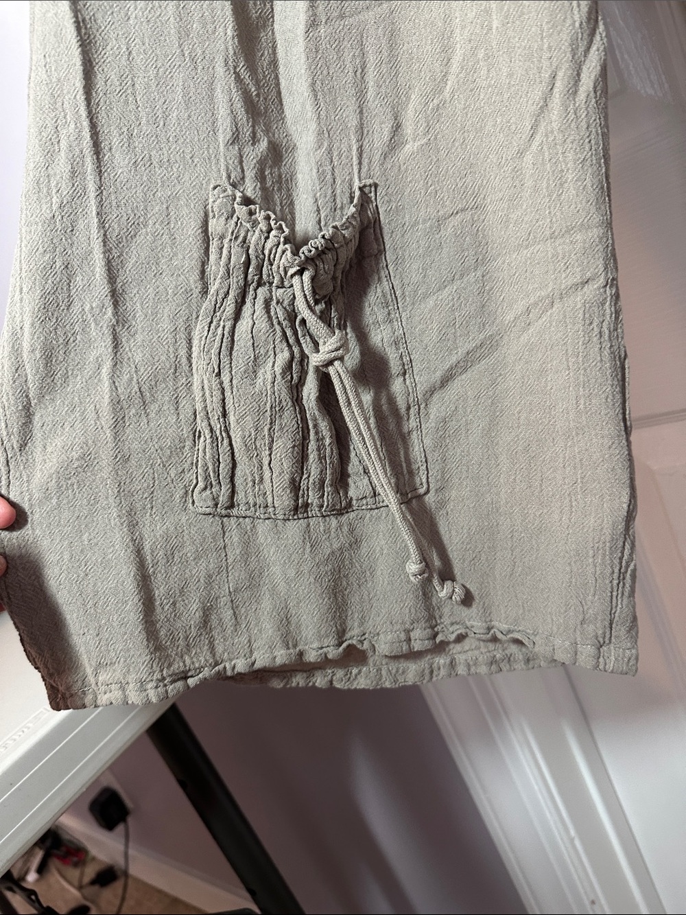 Oh My Gauze! Cropped Wide-Leg Drawstring Hem Pants in Taupe Size 3 (L/XL+) 0007 - Picture 2 of 6